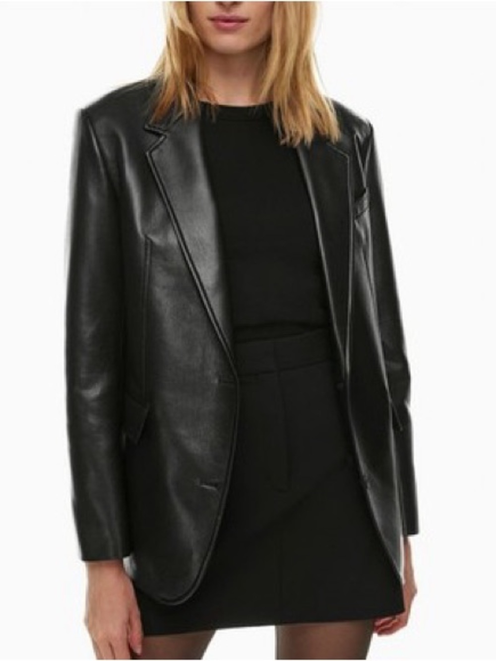 Aritzia Faux/Vegan Black Leather Blazer - Oversized - Good Condition